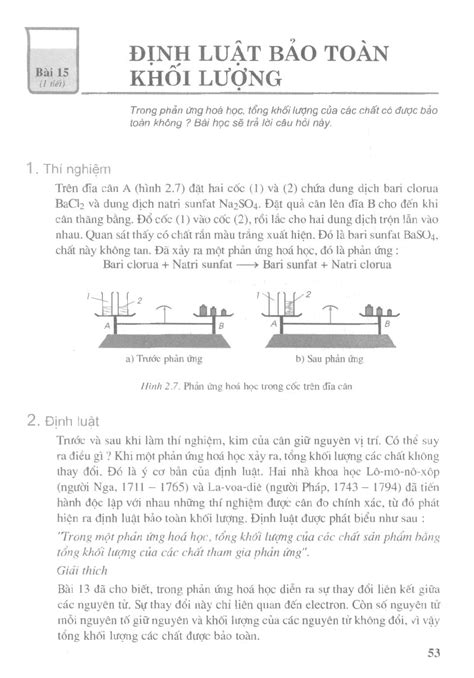 Bài 15 Định Luật Bảo Toàn Khối Lượng Sách Giáo Khoa Hóa Học Lớp 8