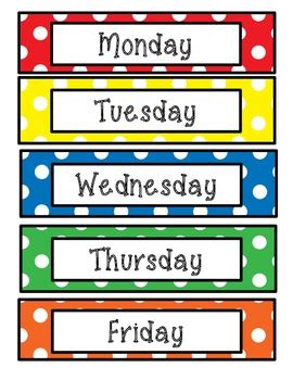 Days Of The Week Polka Dots By Maegan Garvey Teachers Pay Teachers