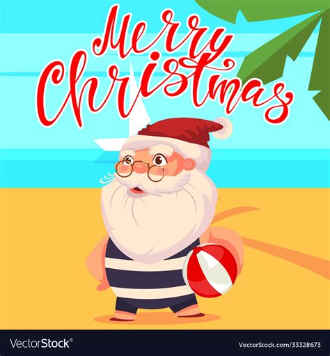 Summer Santa Claus In Shorts On Beach Christmas Vector Image