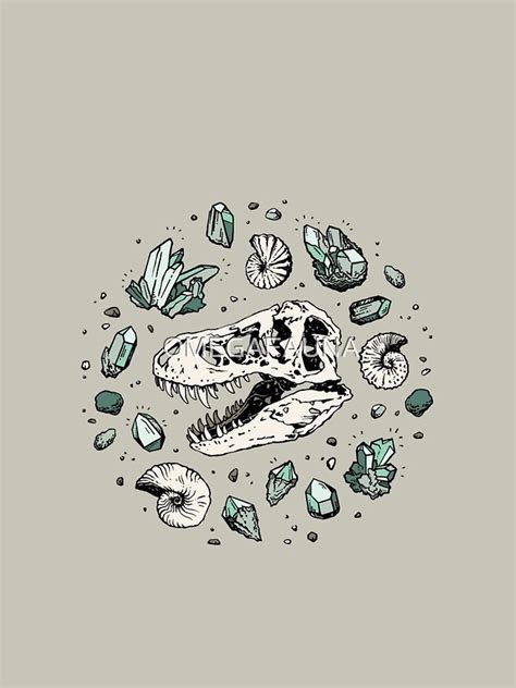 Geo Rex Vortex Aquamarine Dinosaur Skull Fossil Art Iphone Case