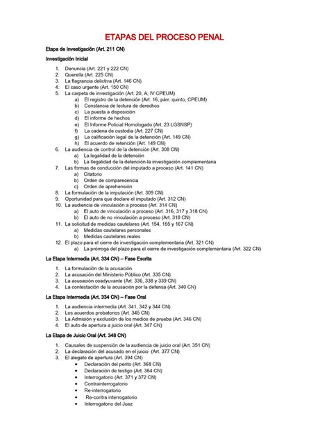 Etapas Del Proceso Penal Pdf Mandato Separación De Poderes