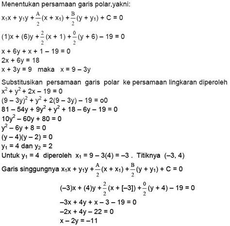 Persamaan Garis Singgung Lingkaran Materi Lengkap Matematika