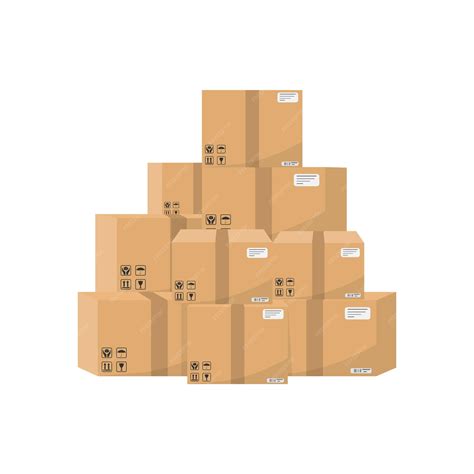 Premium Vector Pile Of Stacked Cardboard Boxes Isolated On White