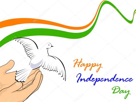 Vector Illustration Of Indian National Flag With Flying Pigeons — Stock