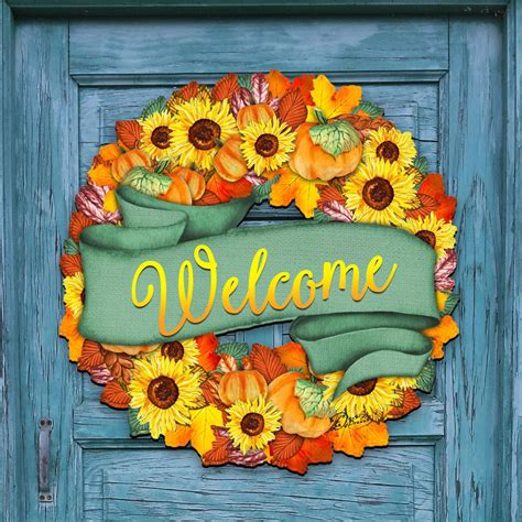 Welcome Sign Autumn Fall Flower Wreath Fall Decor - Etsy