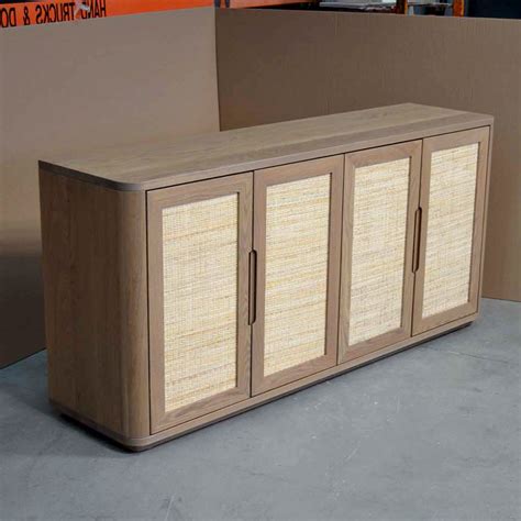 Oslo Solid Wood Sideboard With Rattan Doors Naked Furniture Starts