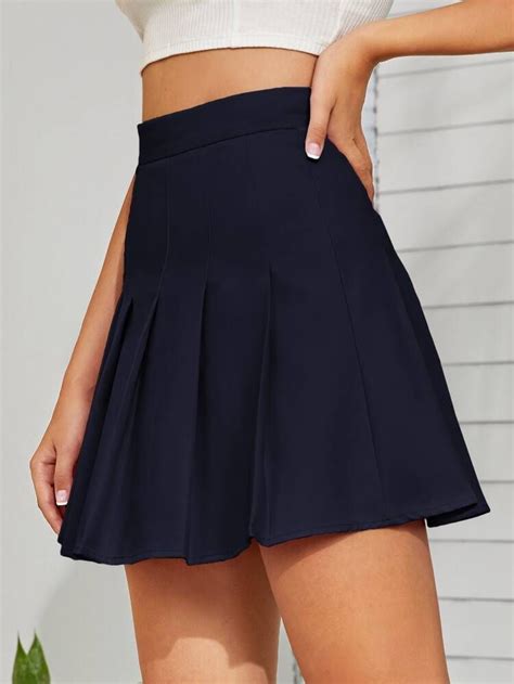 Shein Box Pleated Mini Skater Skirt Mini Skater Skirt Skater Skirt