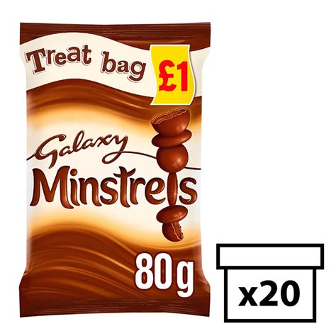 Galaxy Minstrels Chocolate Price Marked Treat Bag 80g X 20 X 1 Belito