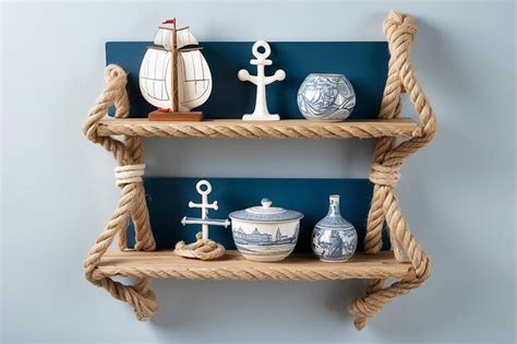 Premium Photo Coastal Nautical Rope Shelving