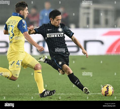 VERONA Italy Japanese Footballer Yuto Nagatomo R Of Inter Milan