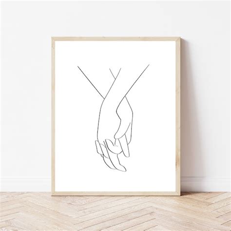 Holding Hands Line Art Etsy