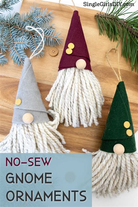 Diy No Sew Gnome Ornaments Christmas Ornament Crafts Felt Christmas