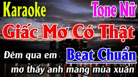 Giấc Mơ Có Thật Karaoke Tone Nữ Karaoke Lâm Organ Beat Chuẩn YouTube