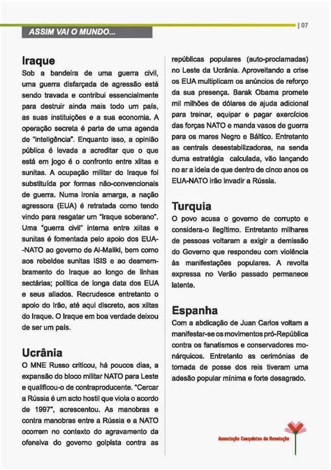 Conquistas da Revolução Folha Informativa nº 6 Junho Julho Agosto