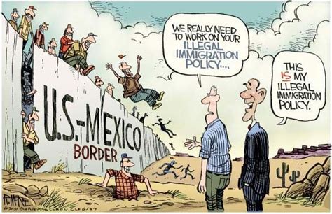 Border Security Cartoon About American Immagration Policy Usa Land