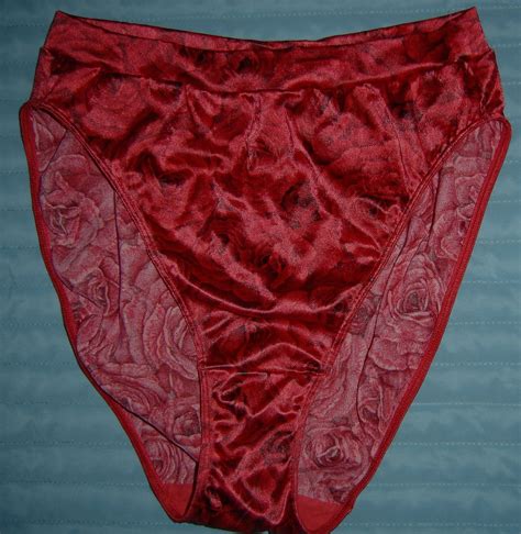 Victorias Secret Satin Second Skin Hi Cut Panties Red Roses Sz M