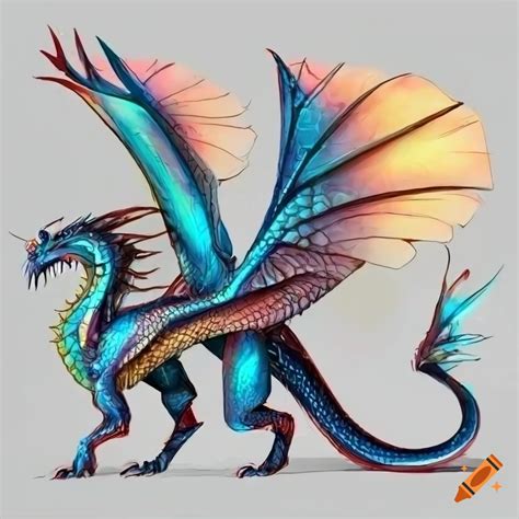 Side View Illustration Of A Detailed Dragon With Wings