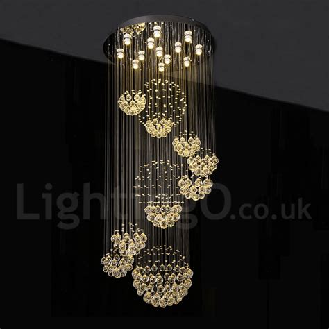 Led Crystal Long Drop Ceiling Pendant Lights Modern Chandeliers Home