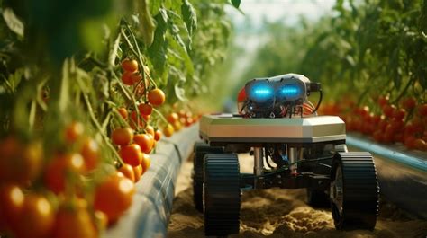 Premium Photo Agricultural Robot Harvesting Tomatoes In Field AI