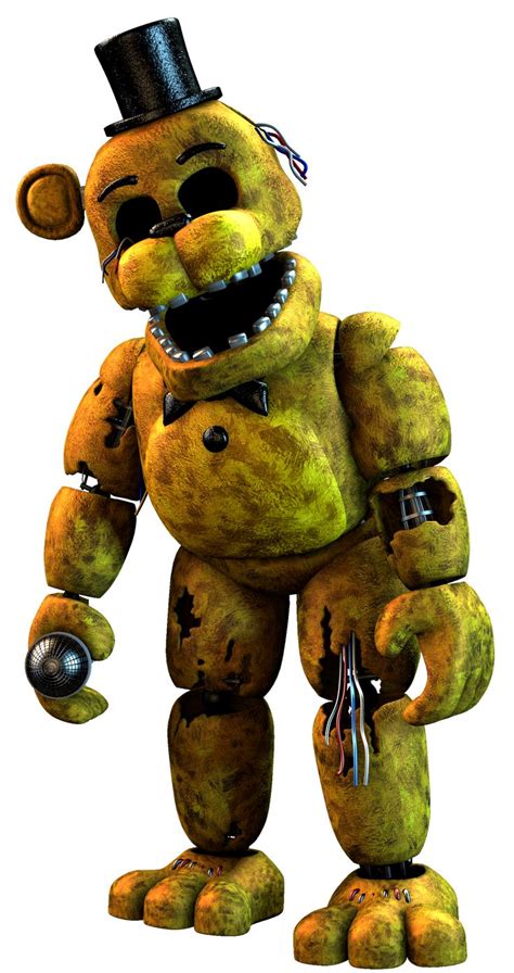 Sfmfnaf Withered Golden Freddyfredbear Render By Inkbennie On