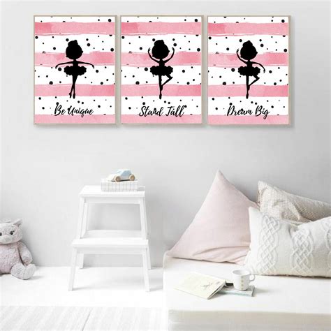 PRINTABLE Pink Ballerina Wall Art Set of 3 Inspirational - Etsy