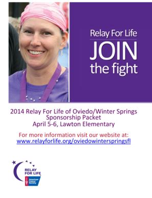 Fillable Online Relay Acsevents 2014 Relay For Life Of OviedoWinter