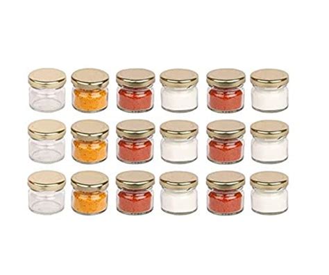 Shri Girraj Ji 30 Ml Glass Jar With Air Tight Gold Lid For Kitchen