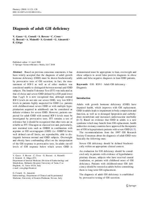 (PDF) Diagnosis of adult GH deficiency | S. Rovere - Academia.edu