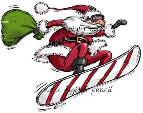 Snowboards Santa Clip Art Library