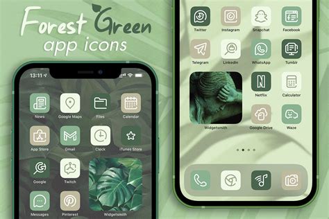 640 Forest Green Aesthetic IOS 14 App Icons Social Media Icons IOS14