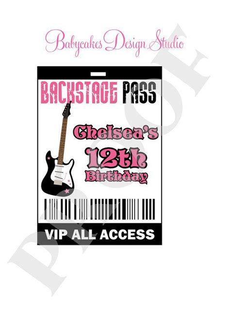 Rockstar Vip Backstage Pass Party Printable Choose Your Color In 2019