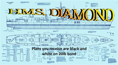 Full Size Printed Plan & Article Scale 1:96 Daring Class Destroyer for ...