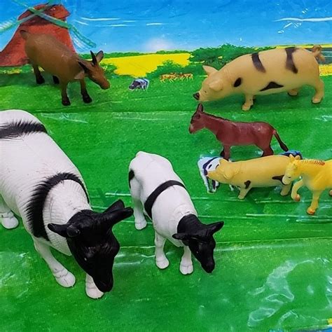 Kit Grande Pcs De Animais Fazenda Fazendinha De Borracha Brinquedo