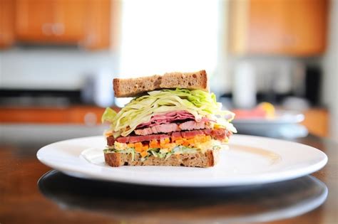 Premium Photo Corned Beef And Cabbage Sandwich On Rye Bread