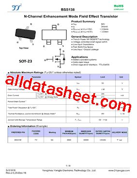 BSS138 Datasheet(PDF) - Yangzhou yangjie electronic co., ltd