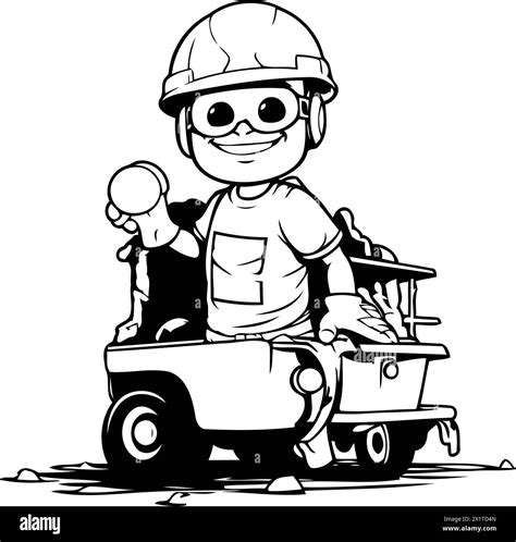 Cartoon Miner With A Pick Up Truck Vector Illustration Stock Vector Image And Art Alamy