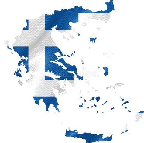 Map Greece Waving Flag Isolated White Stock Illustrations Map