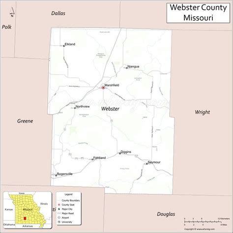 Map Of Webster County Missouri Showing Cities Highways And Important