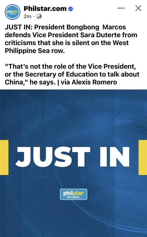 Philstar Just In President Bongbong Marcos Defends Vice President