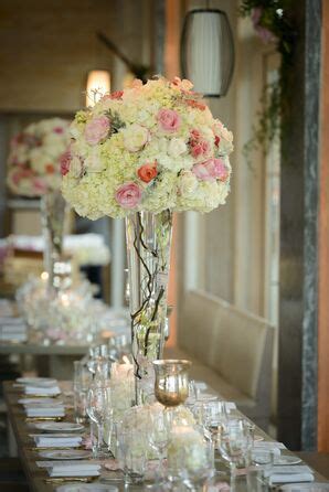 Hydrangea and Rose High Centerpieces