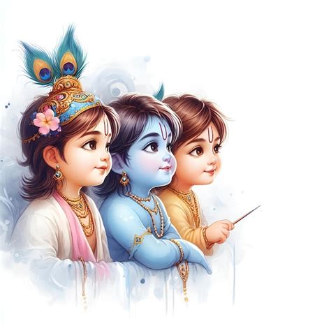 Lord Krishna Watercolor Illustration Premium AI Generated Image