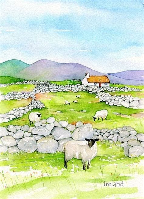 Pin By Anne Spooner On Sheep Art In 2024 Watercolor Landscape