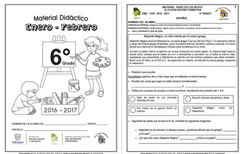 Material Didáctico De Apoyo Del Sexto Grado Del Tercer Bloque Del Ciclo Escolar 2016 2017