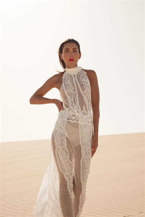 Long Sheer Bridal Nightgown With Lace F41 Etsy