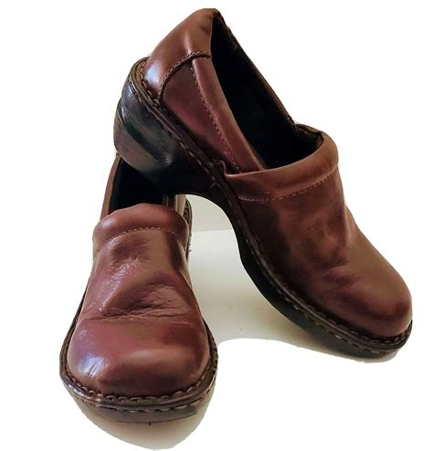 B O C Womens Sz 37 6 5 Peggy Brown Leather Clogs Slip On Shoes Cb 4 Ebay