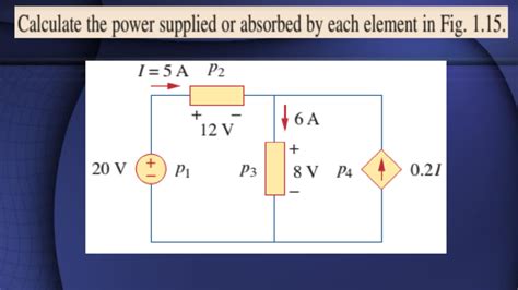 Calculate The Power Supplied Or Absorbed By Each Element In Fig