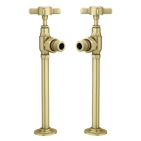 Chatsworth Brushed Brass Angled Traditional Radiator Valves Victorian Plumbing Uk