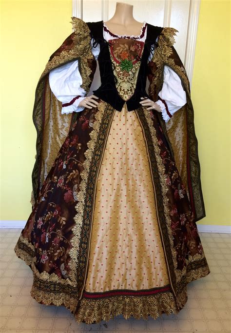 Burgundy Embroidered And Gold Silk Hanging Sleeve Outfit — Pendragon Costumes