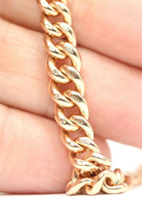 Superb Antique 9ct Rose Gold 8 12 Inch Graduated Albert Chain Bracelet Fully Hallmarked 20gms