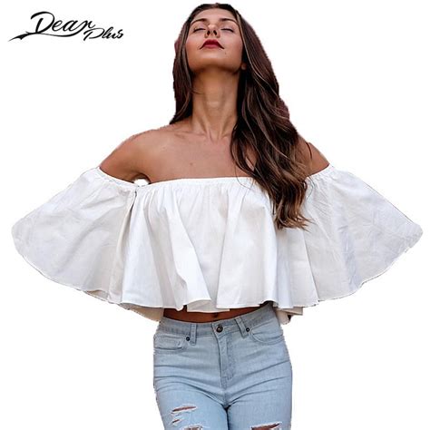 Sexy Camisa Top Roupa Blusa Babados Camisa Das Mulheres Fora Do Ombro